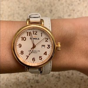 Shinola Gold/Ivory Leather Wrap Watch!